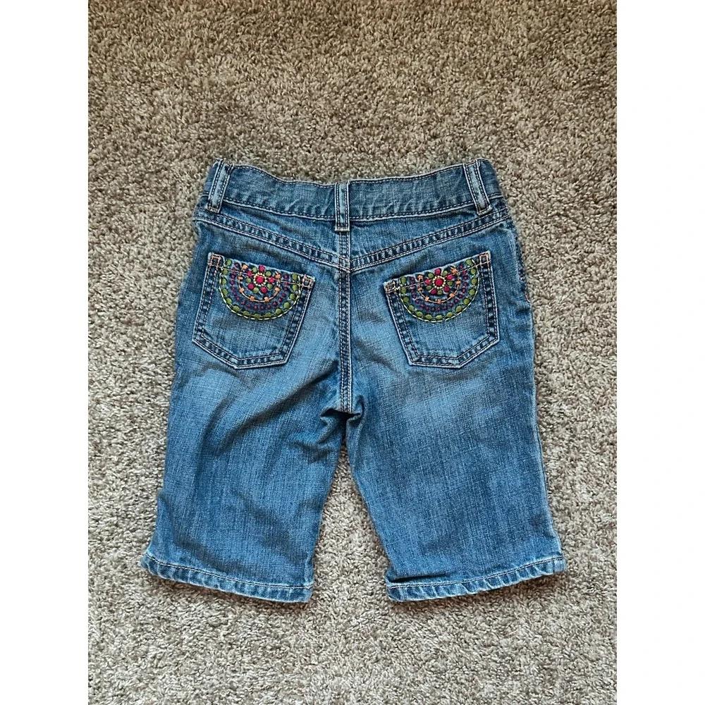 Gymboree Girls Blue Denim Embroidered Shorts I Size 6 I Boho Cotton Casual Kids